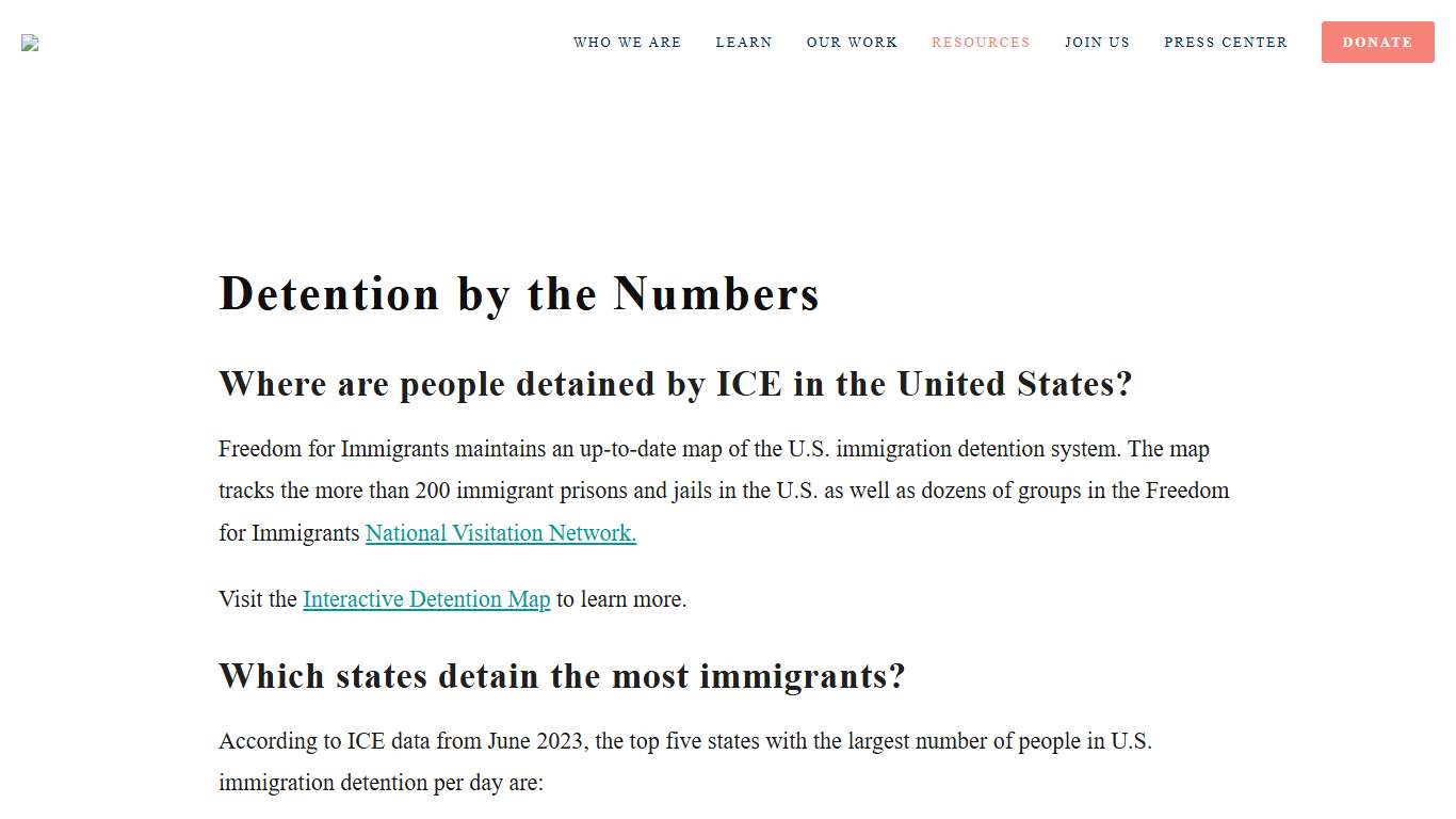 Detention Statistics — Freedom for Immigrants